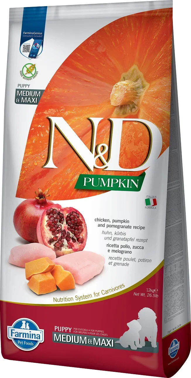 FARMINA N&D PUMPKIN KIP PUPPY MED/MAX 12 KG