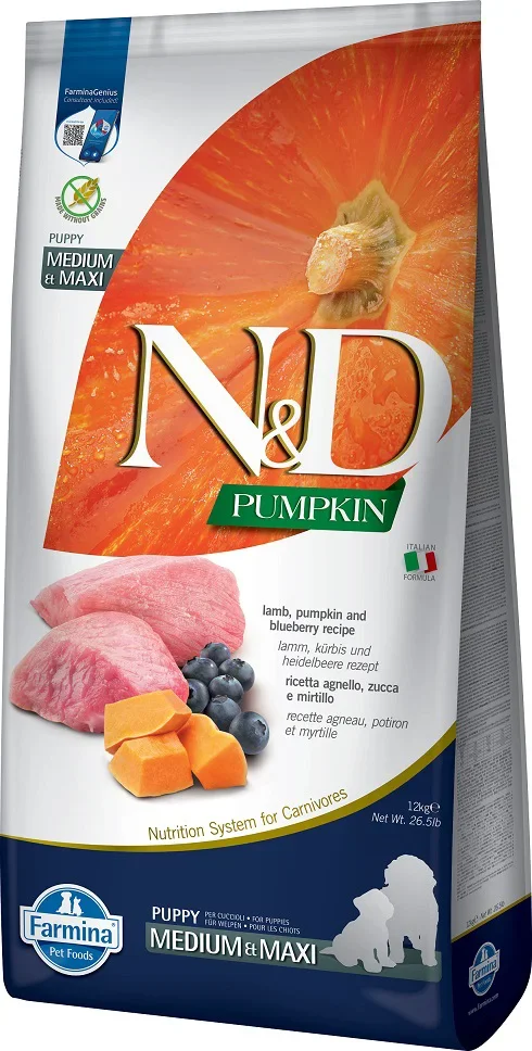 FARMINA N&D PUMPKIN LAM PUPPY MED/MAX 12KG