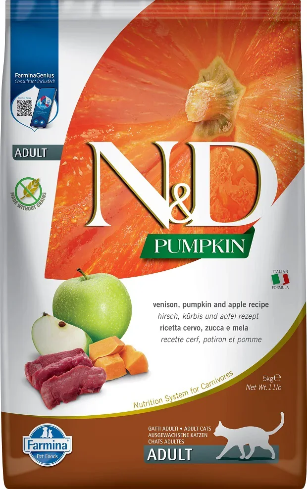 FARMINA N&D PUMPKIN HERT, POMPOEN & APPEL ADULT 5KG