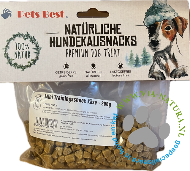 PETS BEST - MINI TRAININGSSNACK KIP & KAAS 200GR