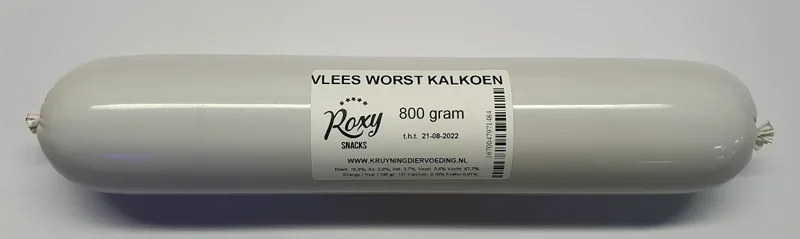 ROXY HOUDBARE VLEES WORST KALKOEN 800 GRAM